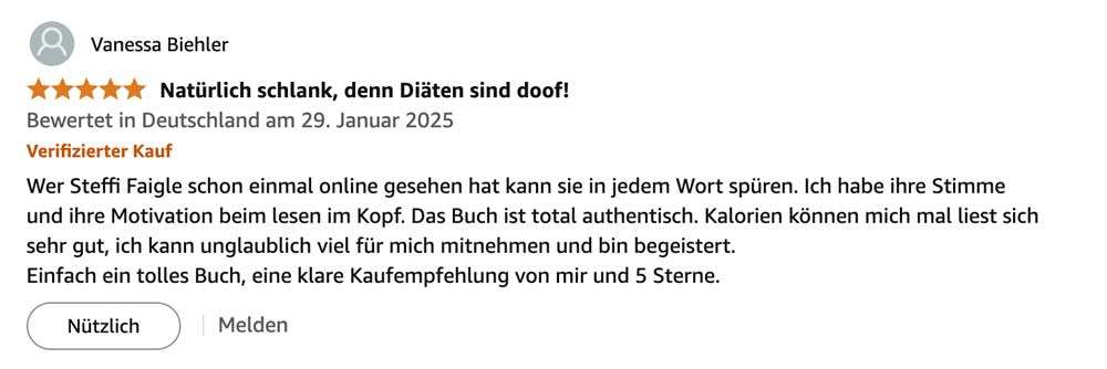 Kalorien können mich mal - Amazon Bewertung