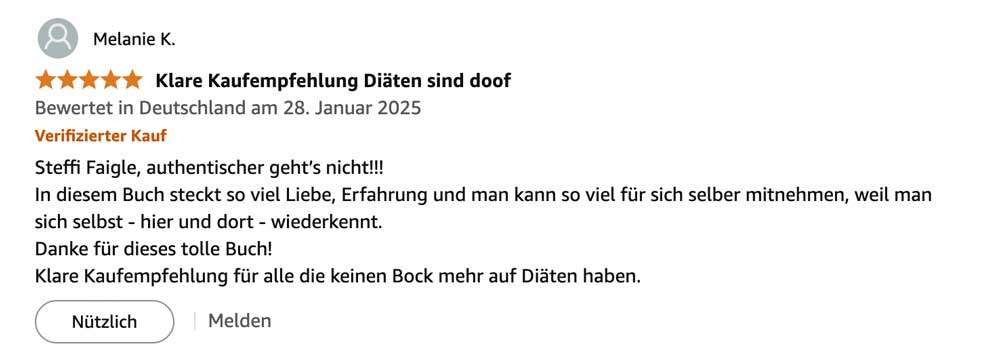 Kalorien können mich mal - Amazon Bewertung