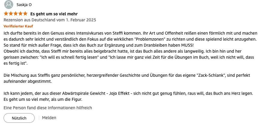 Kalorien können mich mal - Amazon Bewertung